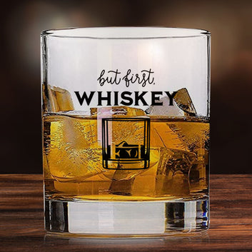 Whiskey Glasses with Design - But First Whiskey