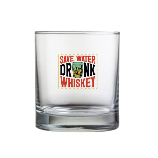 Whiskey Glasses with Design - Save The Water Drink Whiskey