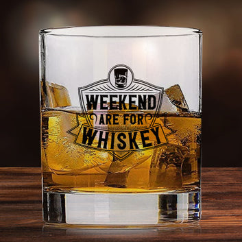 Whiskey Glasses with Design - Weekends Are For Whiskey