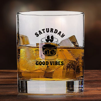 Whiskey Glasses with Design - Saturday good vibes