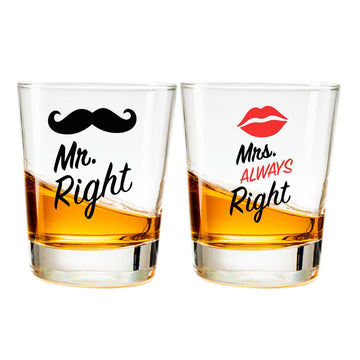 Chill-aao Mr & Mrs Clear Shot Glass - Set Of 2