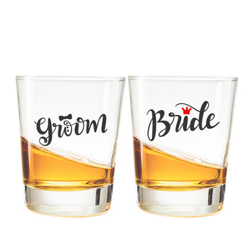 Chillaao Bride & Goom Clear Shot Glass Set Of 2
