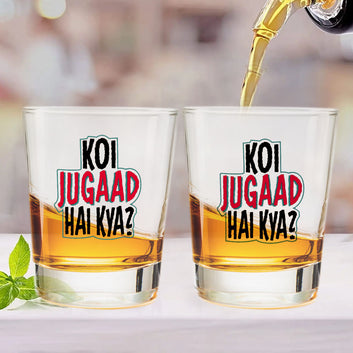 Chillaao koi jugaad hai Clear Shot Glass Set of 2