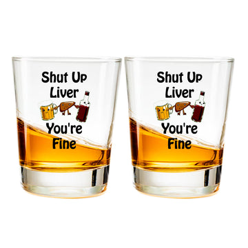 Chillaao Shut up liver Clear Shot Glass Set Of 2