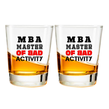 Chillaao MBA Funny Quotes Clear Shot Glass Set Of 2