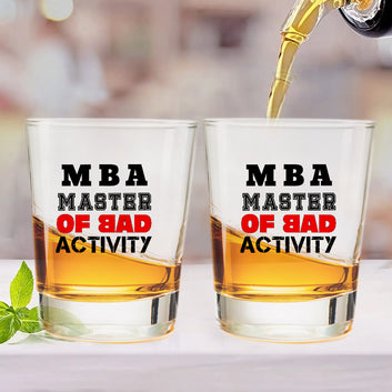 Chillaao MBA Funny Quotes Clear Shot Glass Set Of 2