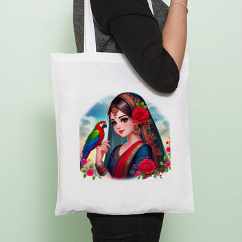 Chillaao The Beautiful Women With Bird tote bag