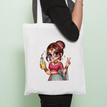 Chillaao Cool Girl With Drink tote bag