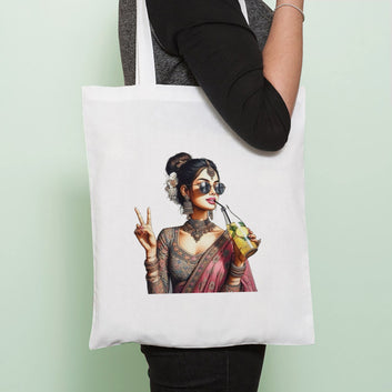 Chillaao The Cool Girls Drinking juice tote bag