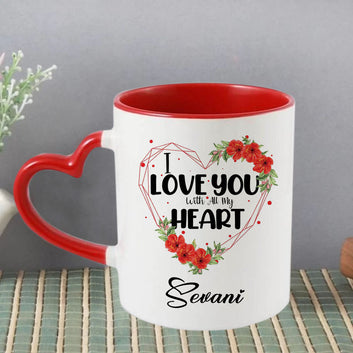 Chillaao Personalized Heart Handle Mug