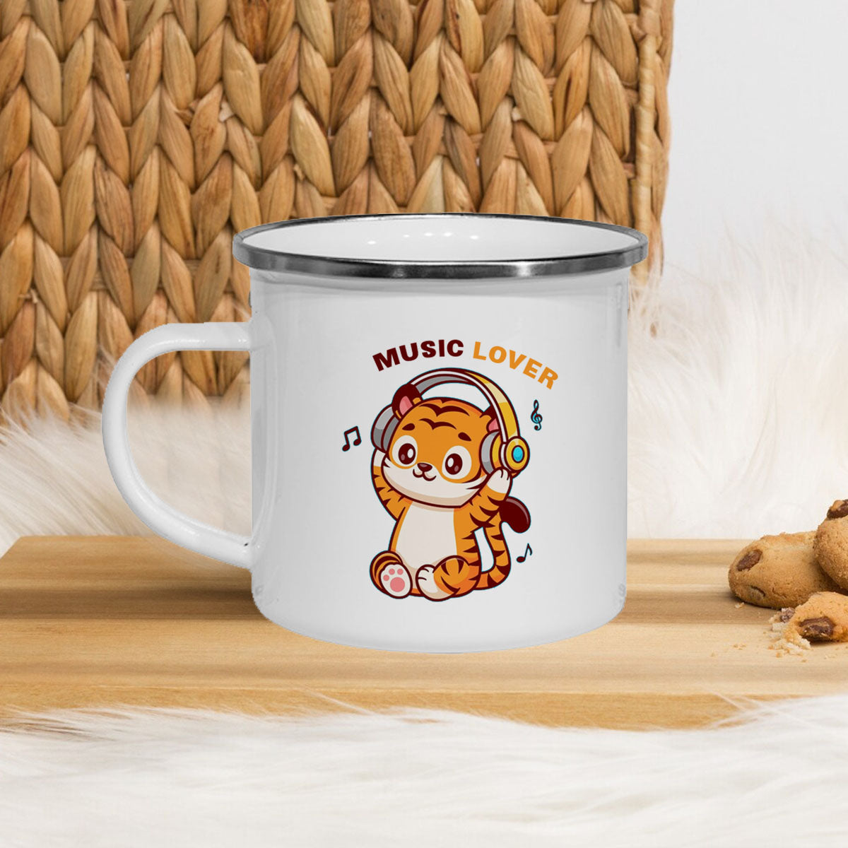 Music Lover Cute Tiger Enamel Mug