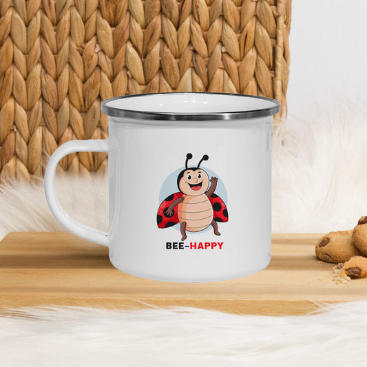 Bee Happy Enamel Mug