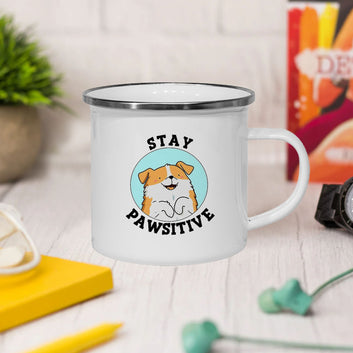 Stay Positive Enamel Mug