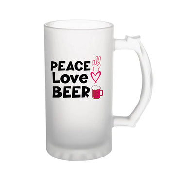 Peace Love Beer160z (470 ml) Frosted Beer Mug