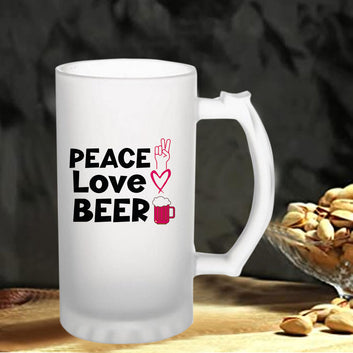 Peace Love Beer160z (470 ml) Frosted Beer Mug