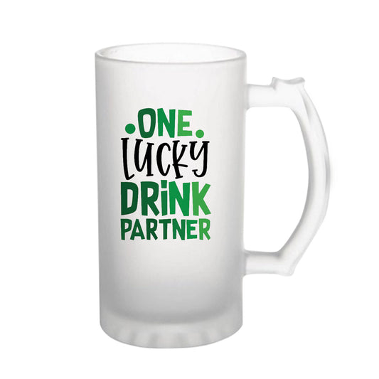 One Lucky Drink Partner  160z (470 ml) Frosted Beer Mug