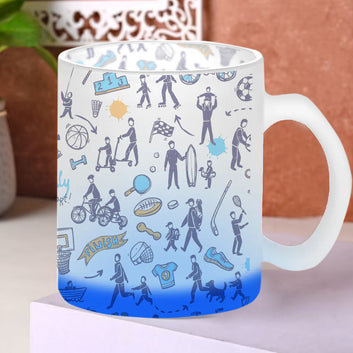 Chillaao Sports Pattern Glass Mug