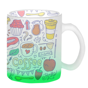 Chillaao Doodle Coffee Green Glass Mug