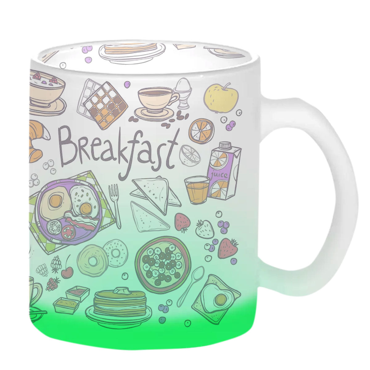 Chillaao Breakfast Green Glass Mug