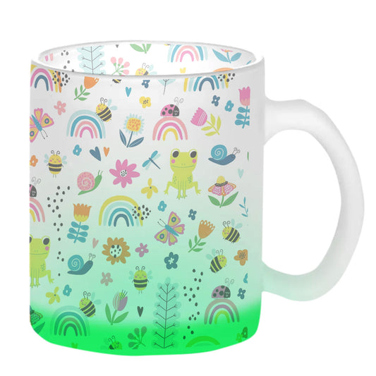 Chillaao Doodle Honeybee Green Glass Mug