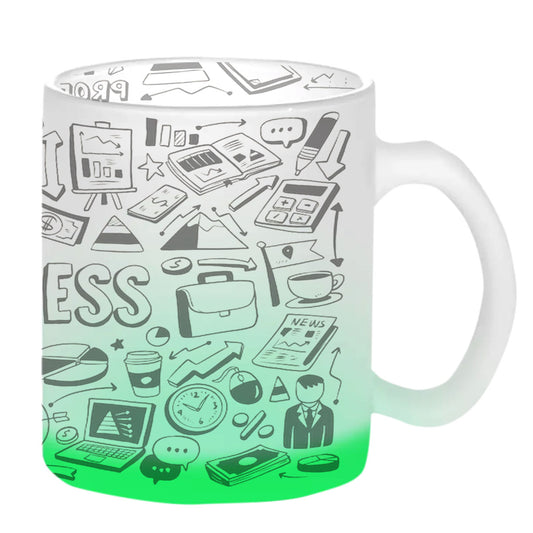 Chillaao Business  Doodle Green Glass Mug