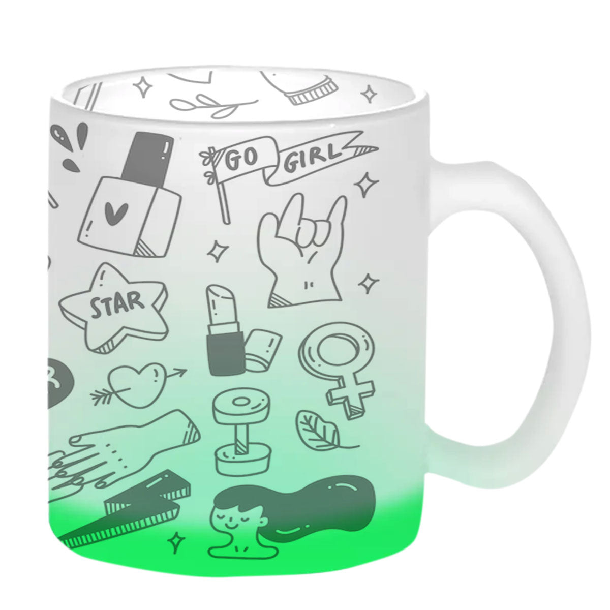 Chillaao Girl Power Green Glass Mug