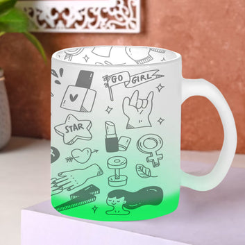 Chillaao Girl Power Green Glass Mug