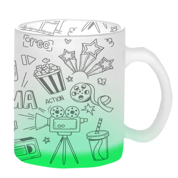 Chillaao Cinema Doodle Green Glass Mug