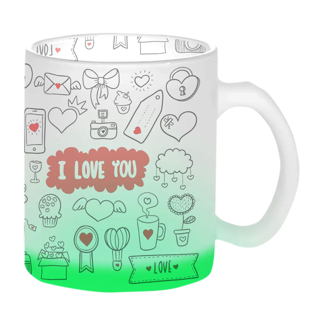 Chillaao I Love You Green Glass Mug