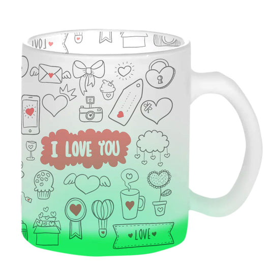 Chillaao I Love You Green Glass Mug