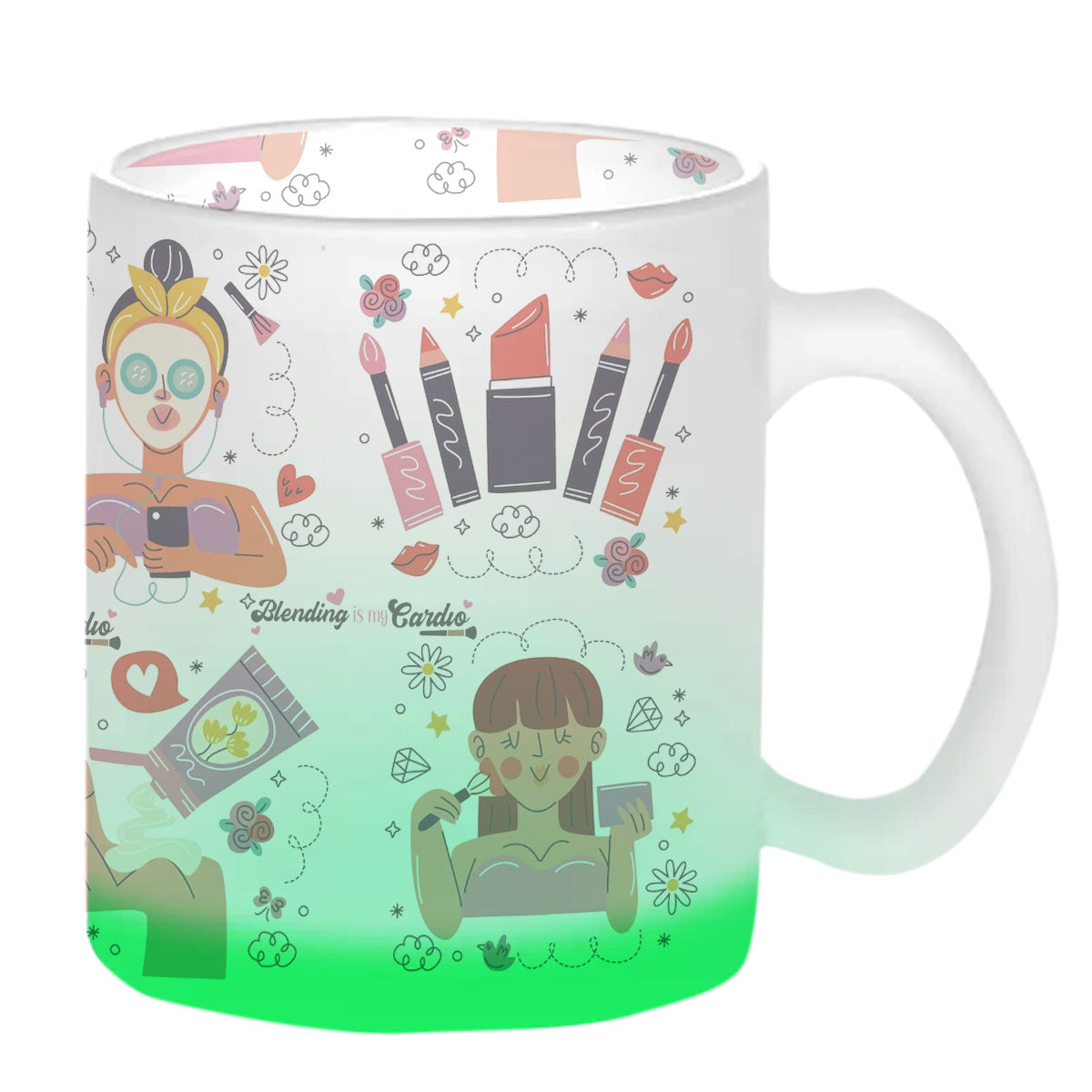 Chillaao Makeup Cardio Green Glass Mug