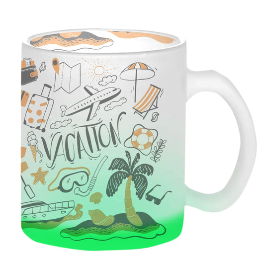 Chillaao Vacation Doodle Green Glass Mug