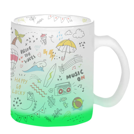 Chillaao Music Doodle Green Glass Mug