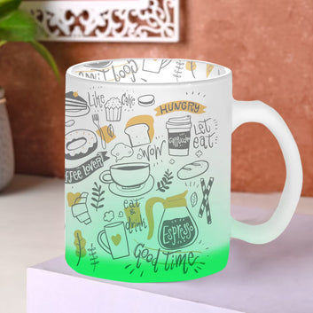 Chillaao Food Doodle Green Glass Mug