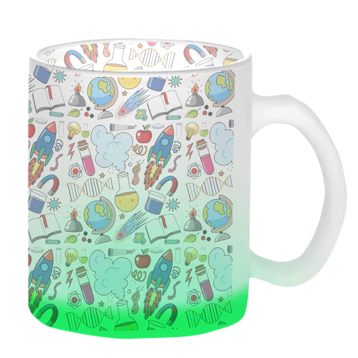 Chillaao Astronaut Pattern Green Glass Mug