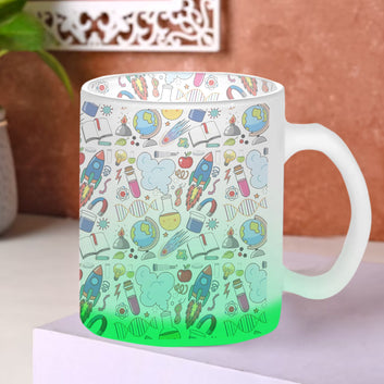 Chillaao Astronaut Pattern Green Glass Mug