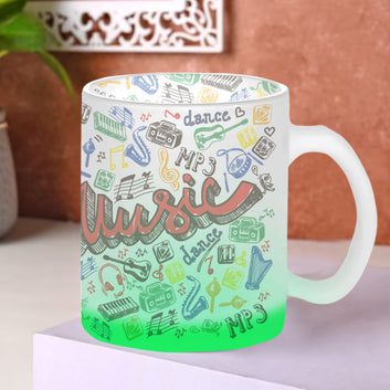Chillaao Music Pattern Green Glass Mug