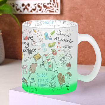 Chillaao I Love My Coffee Green Glass Mug