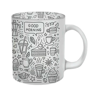 Chillaao Good Morning Coffee Doodle Glass Mug