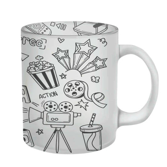 Chillaao Cinema Doodle Glass Mug