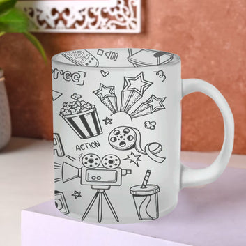 Chillaao Cinema Doodle Glass Mug