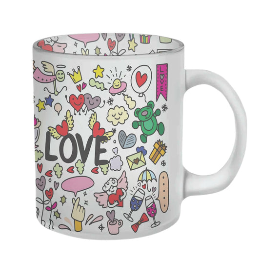 Chillaao Love Doodle Glass Mug