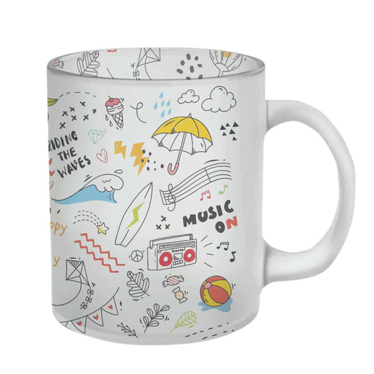 Chillaao Music Doodle Glass Mug