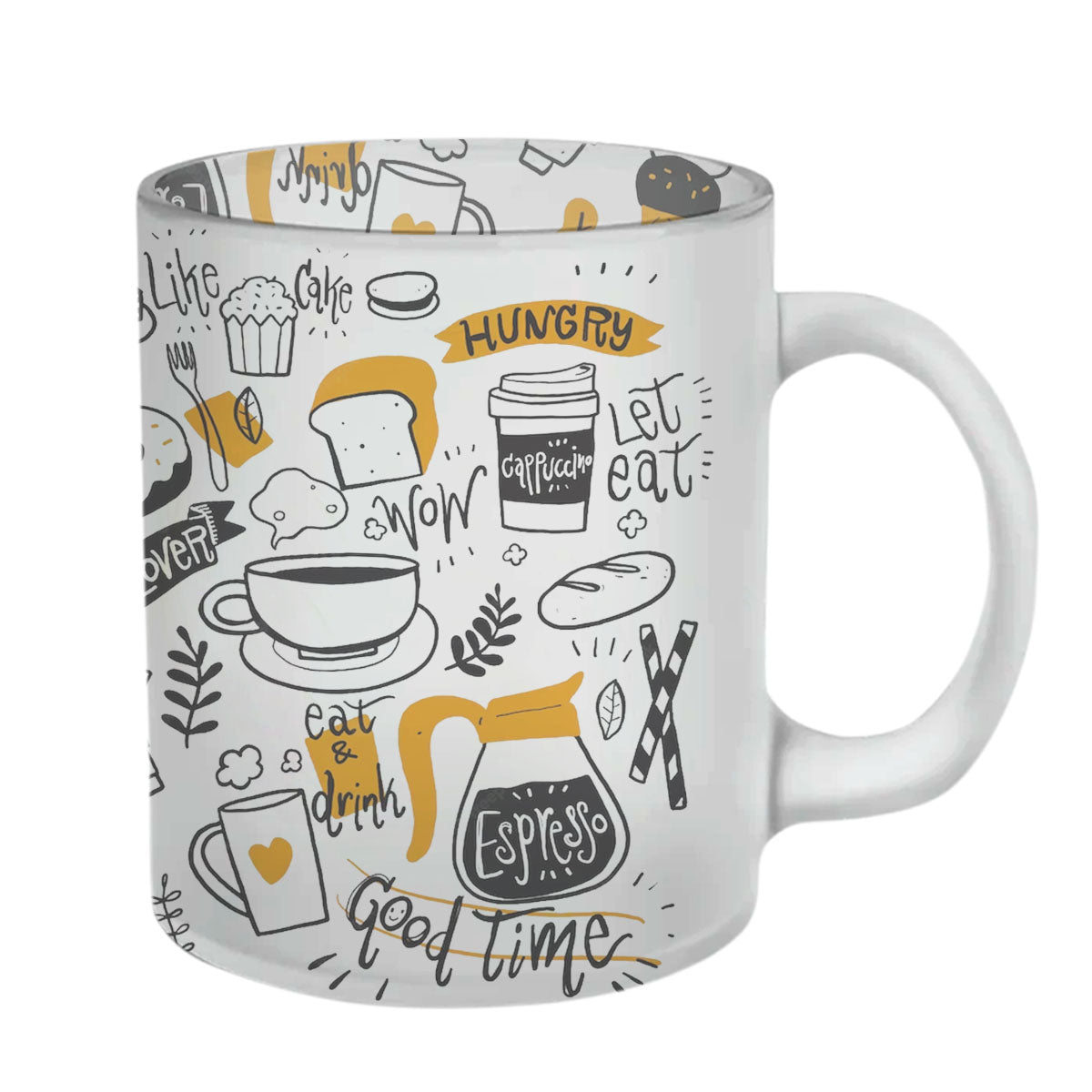 Chillaao Food Doodle Glass Mug