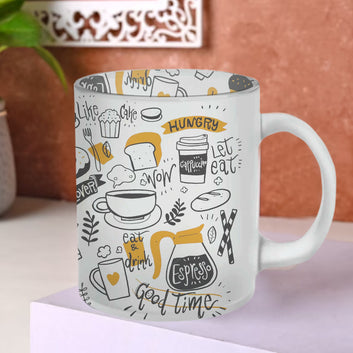 Chillaao Food Doodle Glass Mug