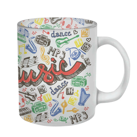 Chillaao Music Pattern Glass Mug