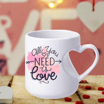 Chillaao All You Need Love Heart Cut White Mug