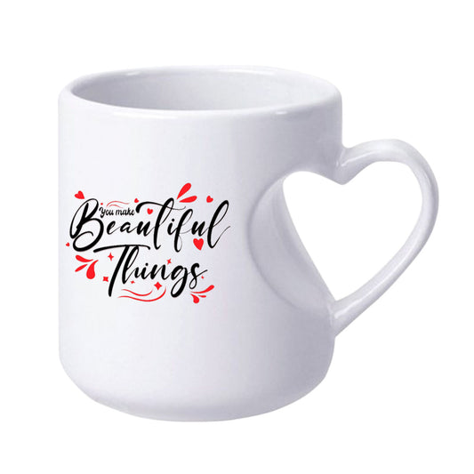 Chillaao Beautiful Things Heart Cut White Mug