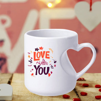 Chillaao Love With You Heart Cut White Mug