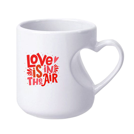 Chillaao  Love Is In The Air Heart Cut White Mug